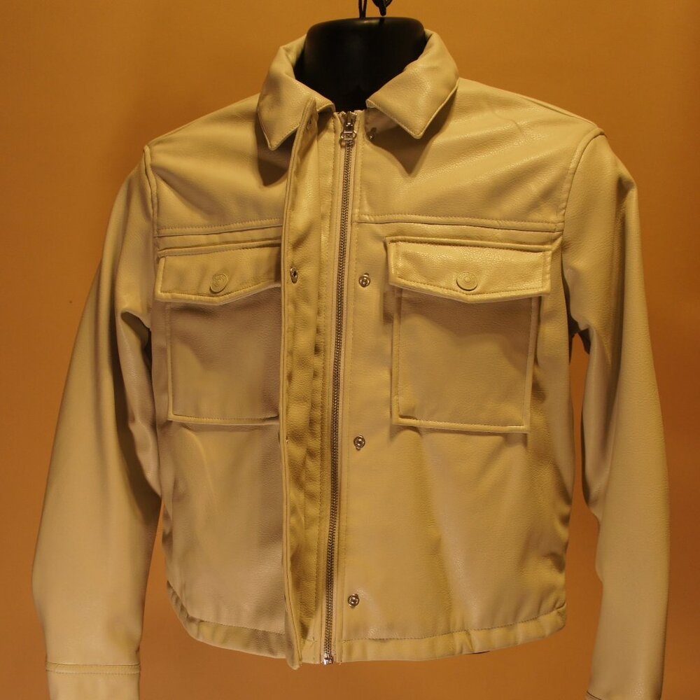 Cream faux leather jacket